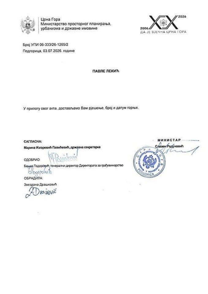Licenca ovlašćenog inženjera za građevinsku djelatnost - UPI_06_333_26_1265_2 PAVLE LEKIĆ
