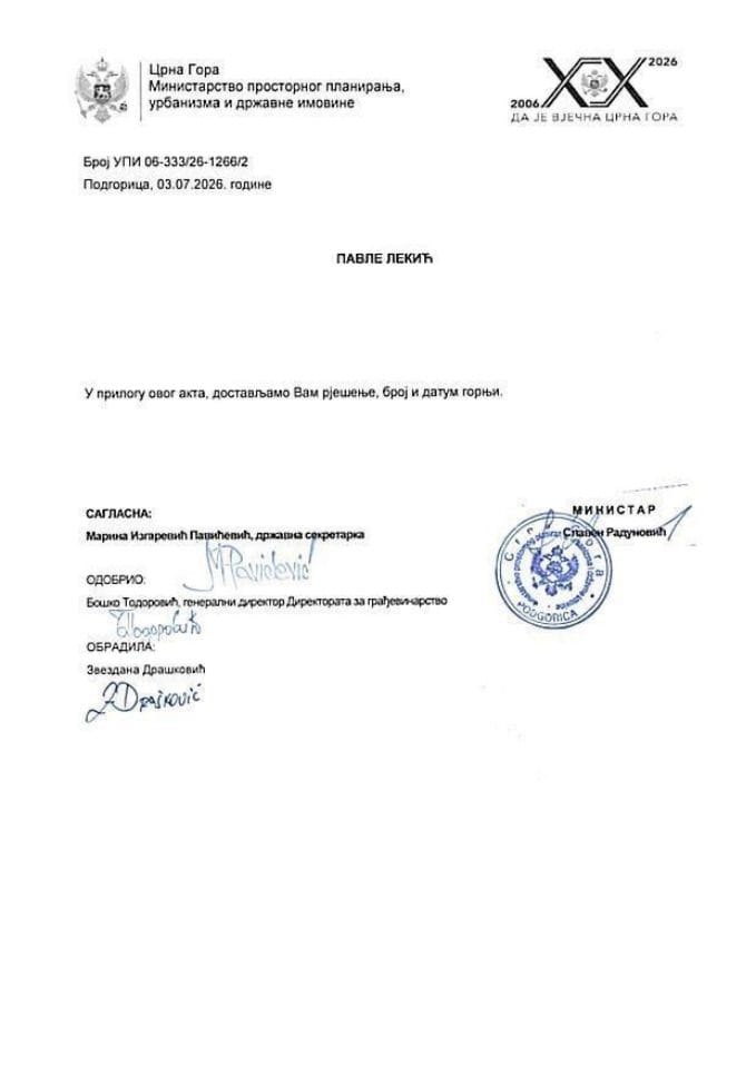 Licenca ovlašćenog inženjera za građevinsku djelatnost - UPI_06_333_26_1266_2 PAVLE LEKIĆ