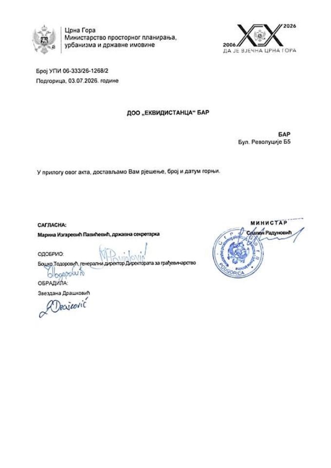 Licence revidenta i stručnog nadzora - UPI_06_333_26_1268_2 DOO EKVIDISTANCA BAR