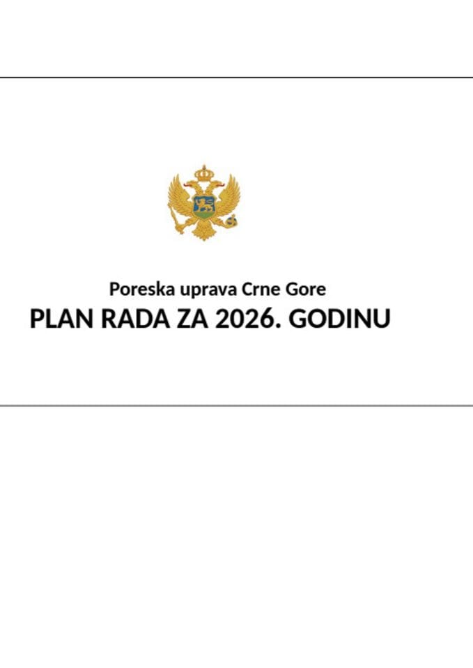 Plan rada Poreske uprave za 2026. godinu