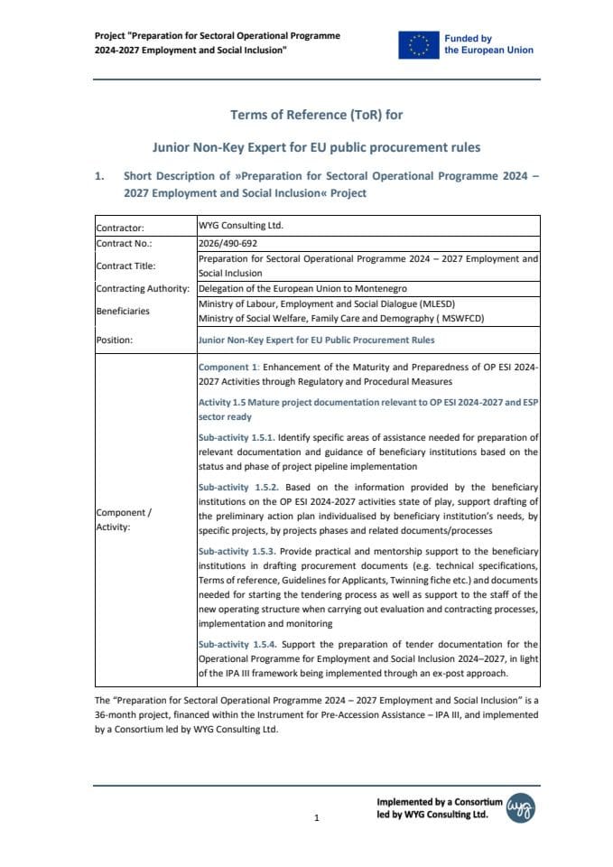 ToR  JNKE  for EU Public procurement