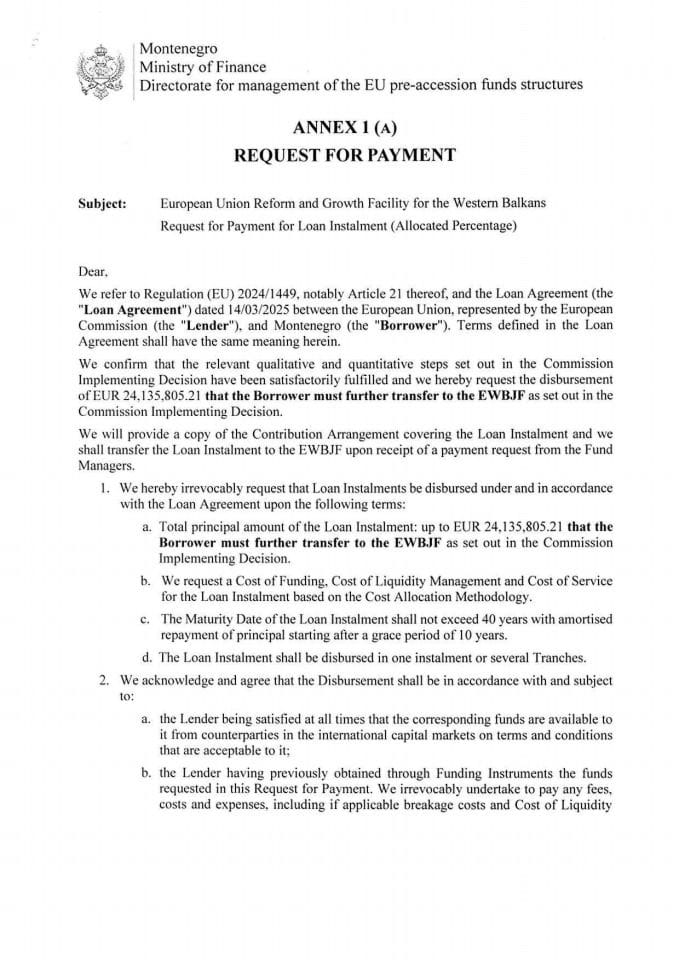Annex 1a of LA_Request for payment