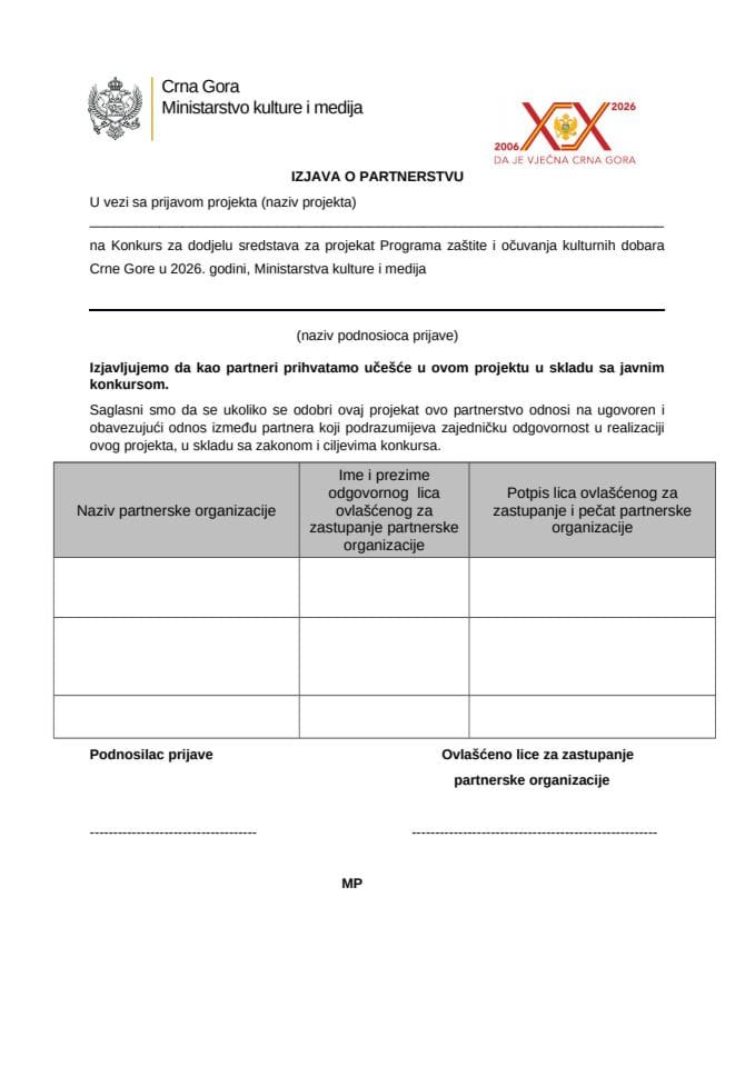 IZJAVA O PARTNERSTVU ZA PZ-2026