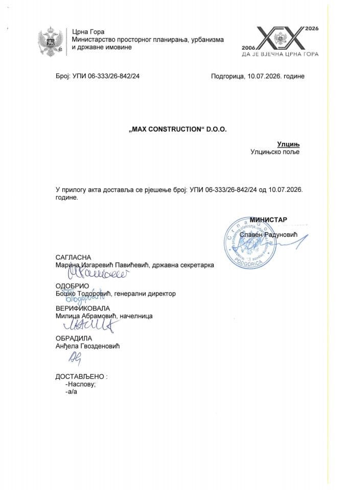 Odbijanje zahtjeva za izdavanje građevinske dozvole - UPI 06_333_26_842_24 MAX CONSTRUCTION D.O.O.