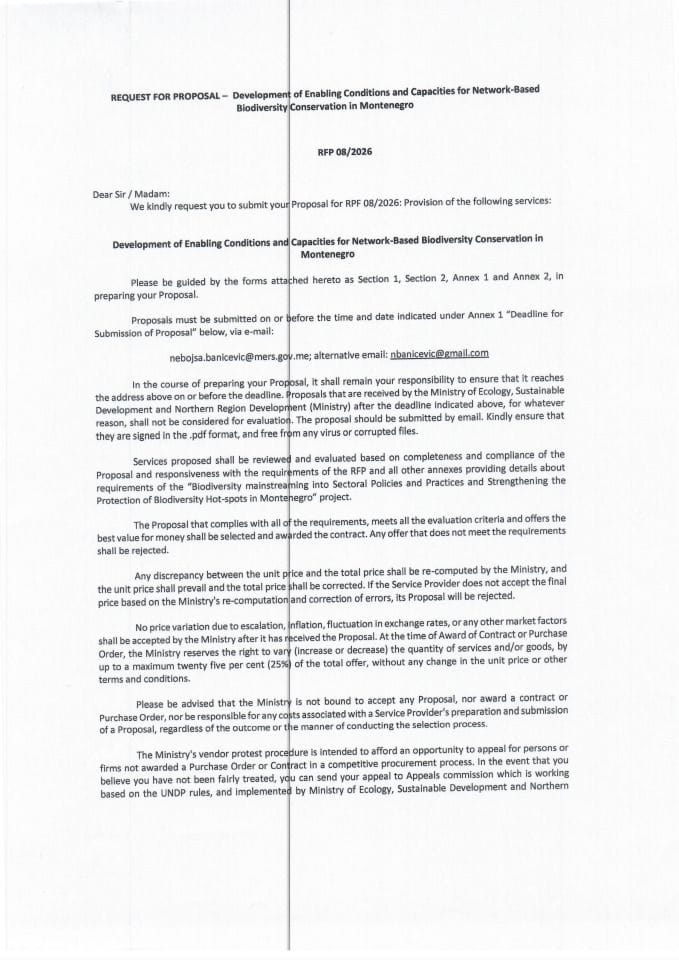 RFP 08 Development of Enabling Conditions and Capacities for Network Based Biodiversity Conservation