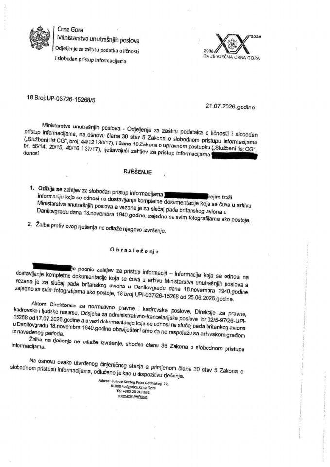 Rješenje broj 18-UPI-037/26-15268/5