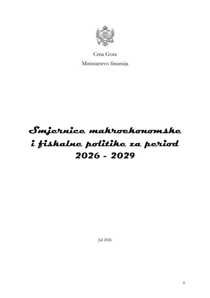 Predlog smjernica makroekonomske i fiskalne politike za period 2026-2029