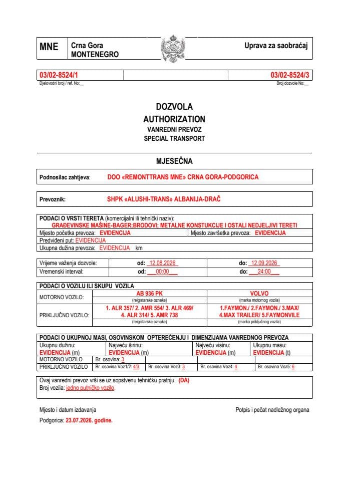 REMONTTRANS MNE 03-02-8524-ALUSHI TRANS-avg-mjesečna
