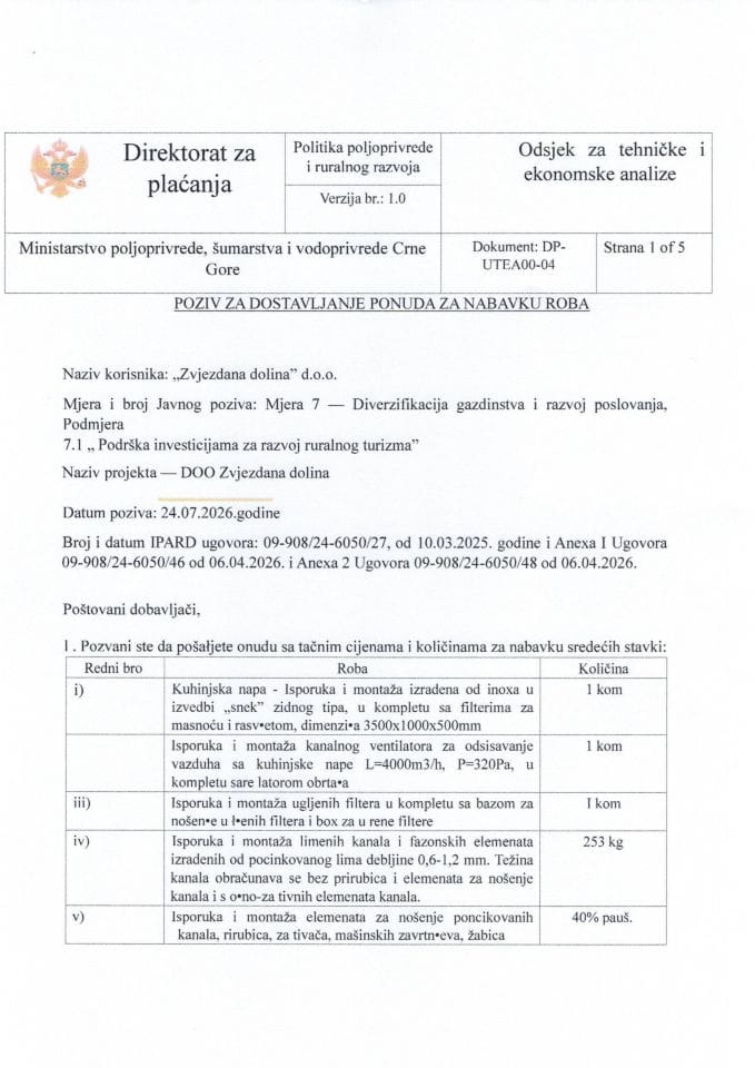 Poziv za dostavljanje ponude (2)