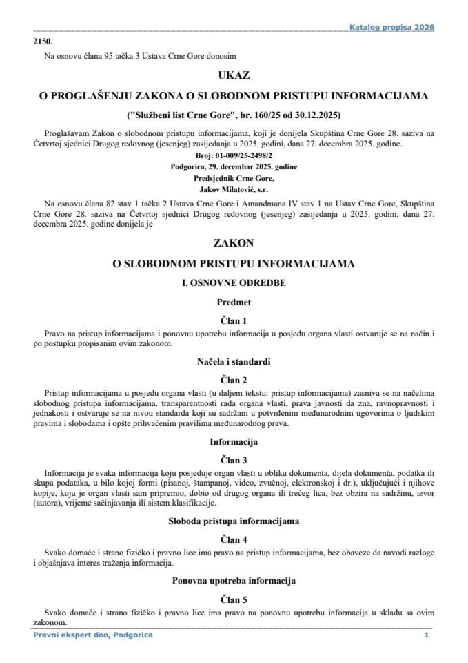 Zakon o slobodnom pristupu informacijama