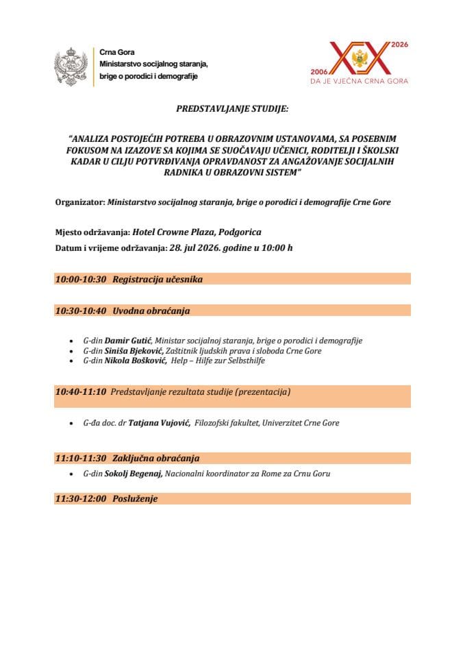 АГЕНДА 28. 07. 2026.