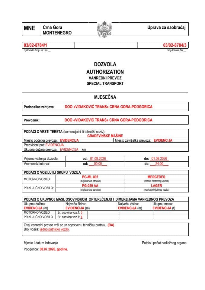 VIDAKOVIĆ TRANS 03-02-8784-avg-mjesečna
