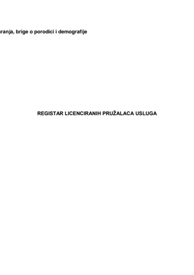 Registar licenciranih pružalaca usluga