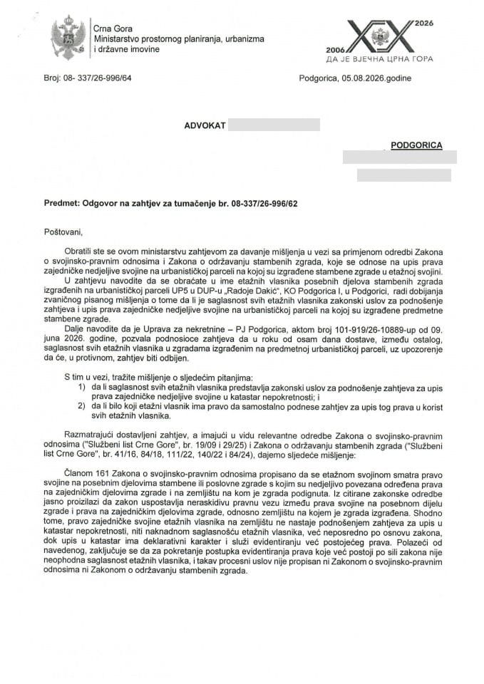 Stanovanje - Tumačenje br. 08-337-26-996-64