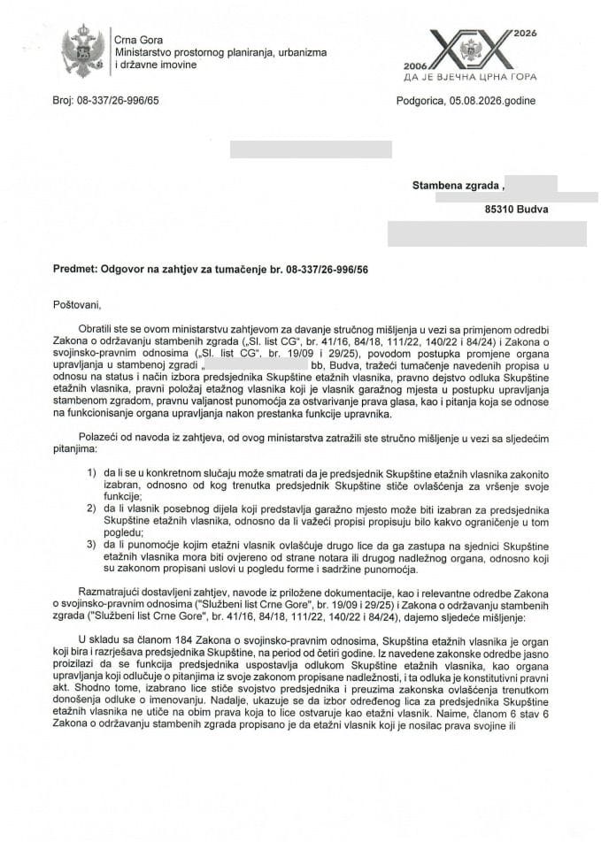 Stanovanje -  Tumačenje br. 08-337-26-996-65