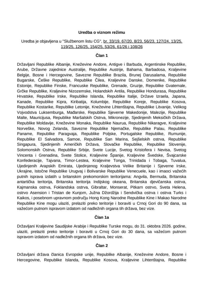 Uredba o viznom režimu