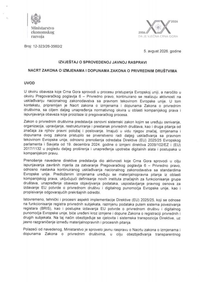 Izvještaj o sprovedenoj JR_ ZoPD