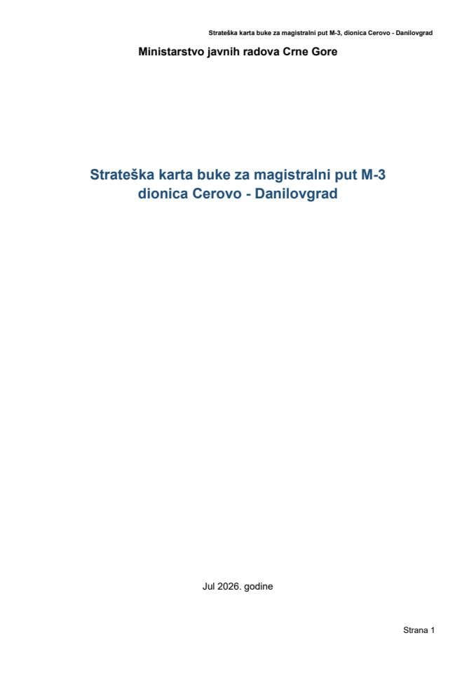 Strateska karta buke M3 Cerovo Danilovgrad