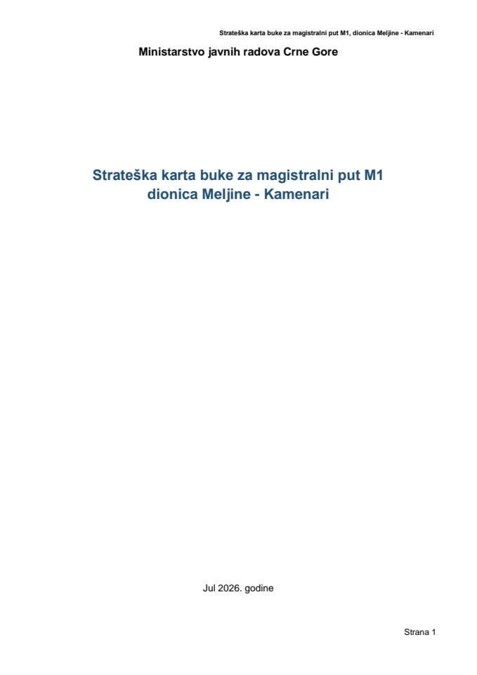 Strateska karta buke M1 Meljine Kamenari