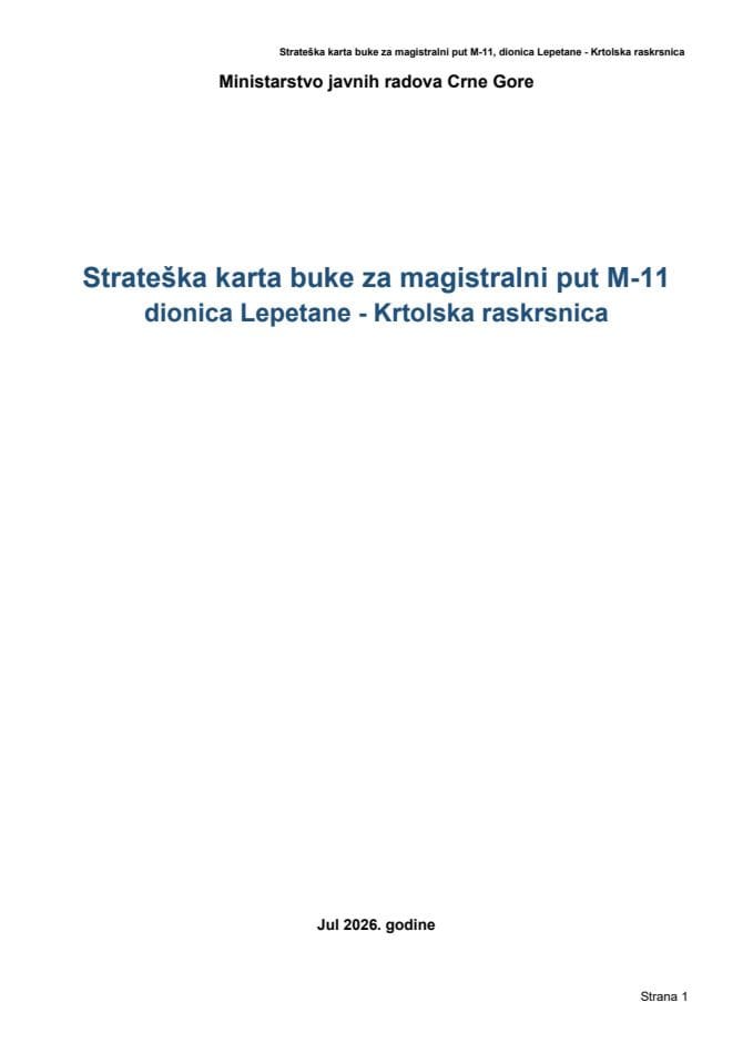 Strateska karta buke M11 Lepetane Krtolska raskrsnica