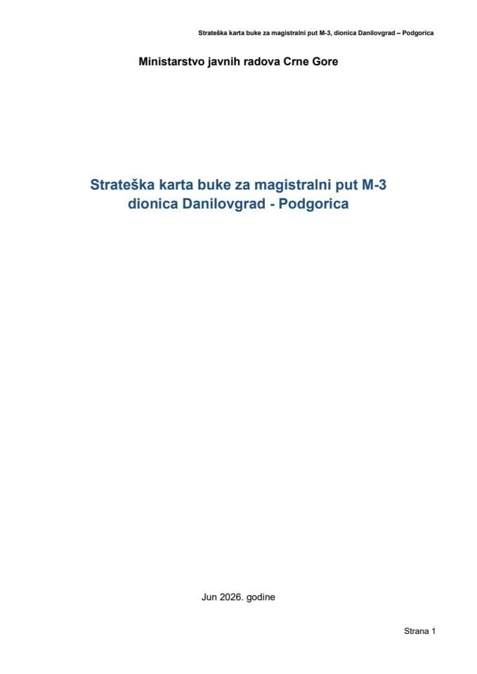 Strateska karta buke M3 Danilovgrad Podgorica
