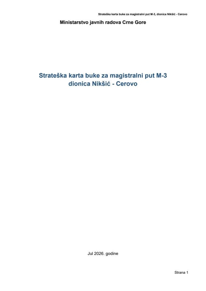 Strateska karta buke M3 Niksic Cerovo