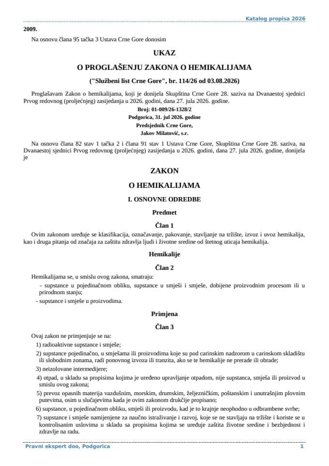 Zakon o hemikalijama