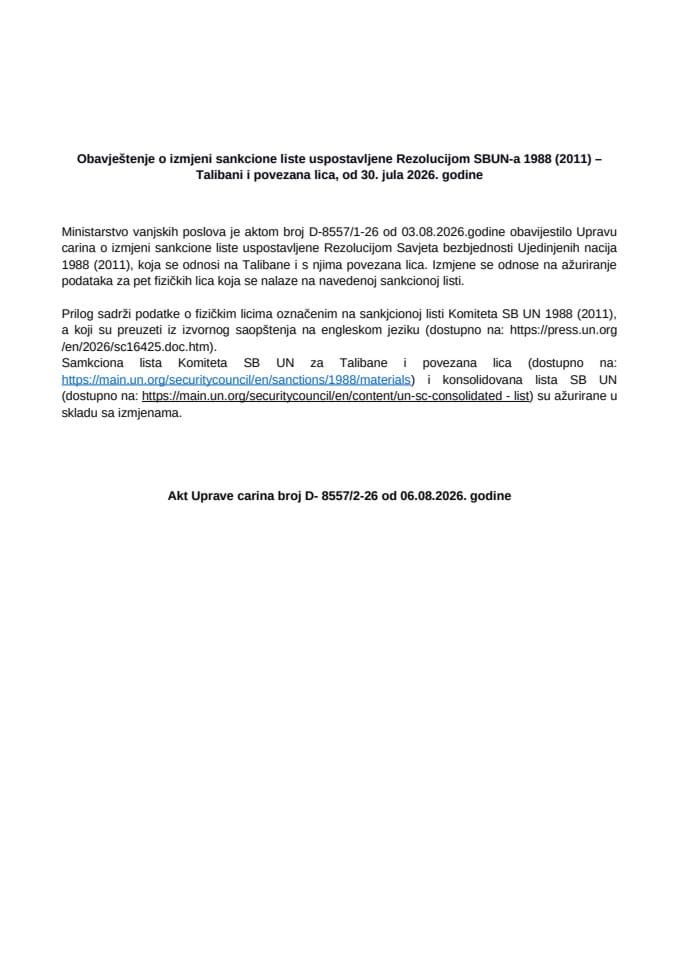 Restriktivne mjere TALIBANI