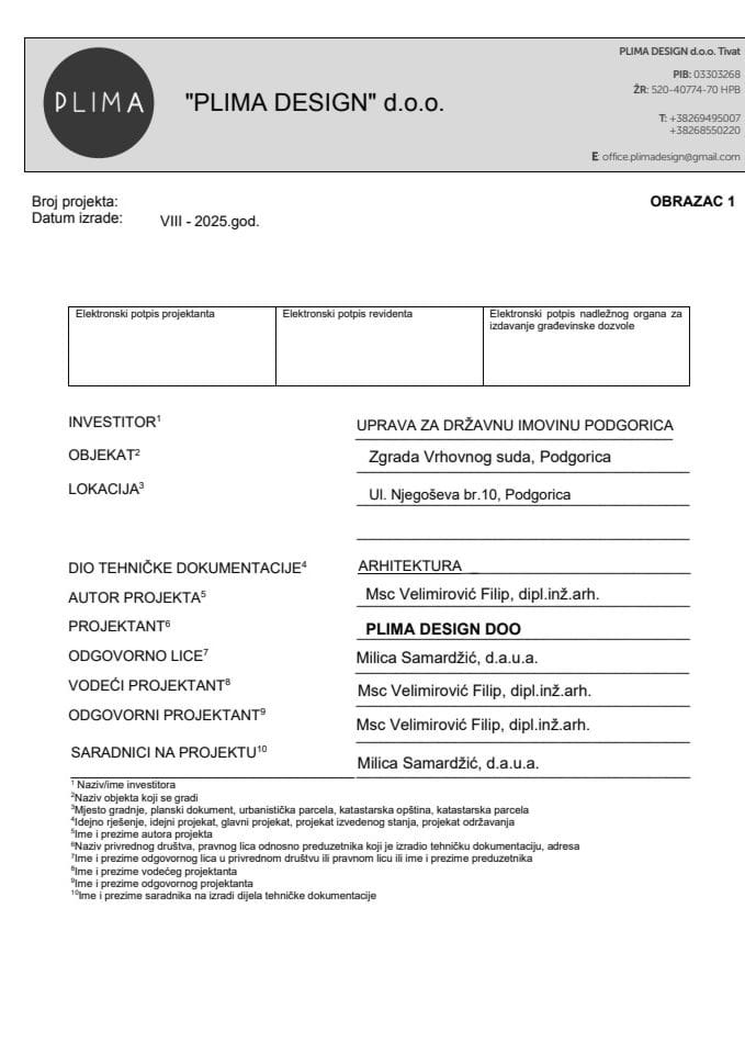 Projekat adaptacije Vrhovi sud bez predmjera