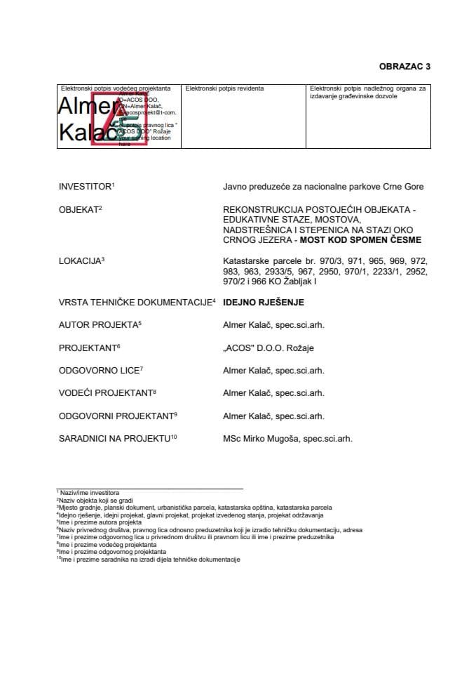 Idejna rješenja - 06.08.26. IR - JP Nacionalni Parkovi Crne Gore 03, Opština Žabljak