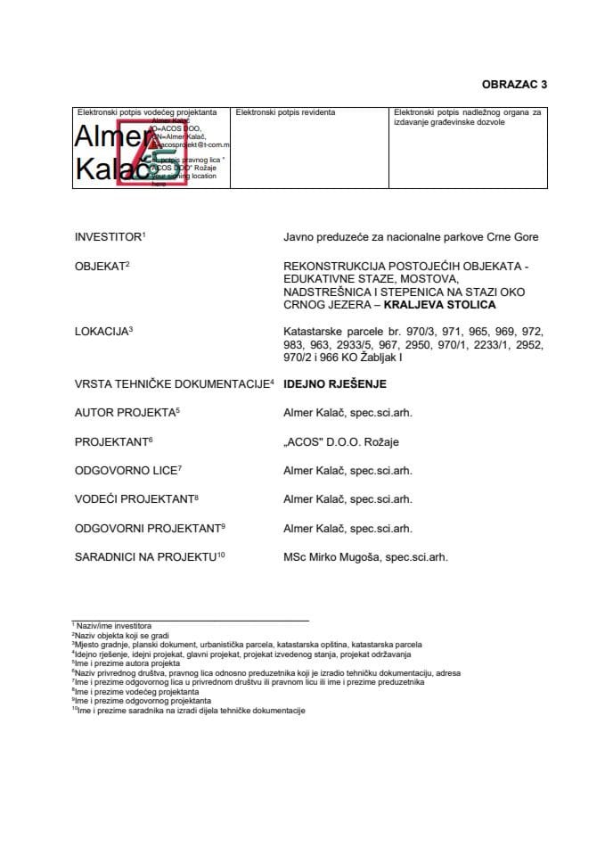 Idejna rješenja - 06.08.26. IR - JP Nacionalni Parkovi Crne Gore 05, Opština Žabljak