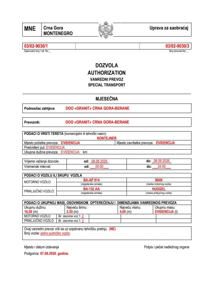 GRANIT 03-02-9030-avg-mjesečna