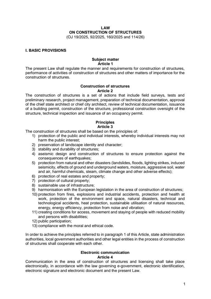 Law on Construction of Structures