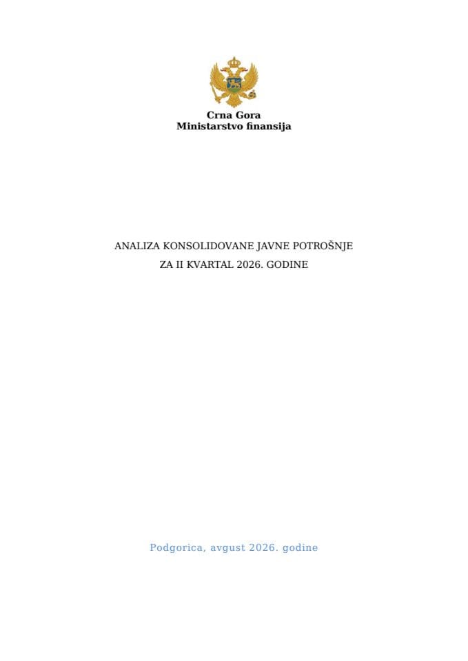 Analiza konsolidovane javne potrošnje za drugi kvartal 2026. godine