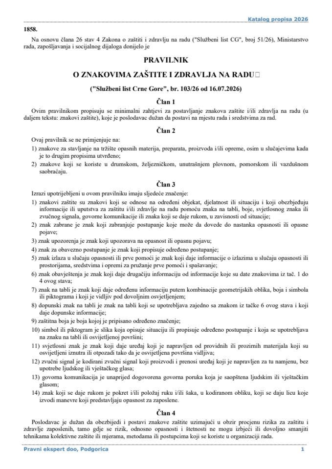Pravilnik o znakovima zaštite i zdravlja na radu