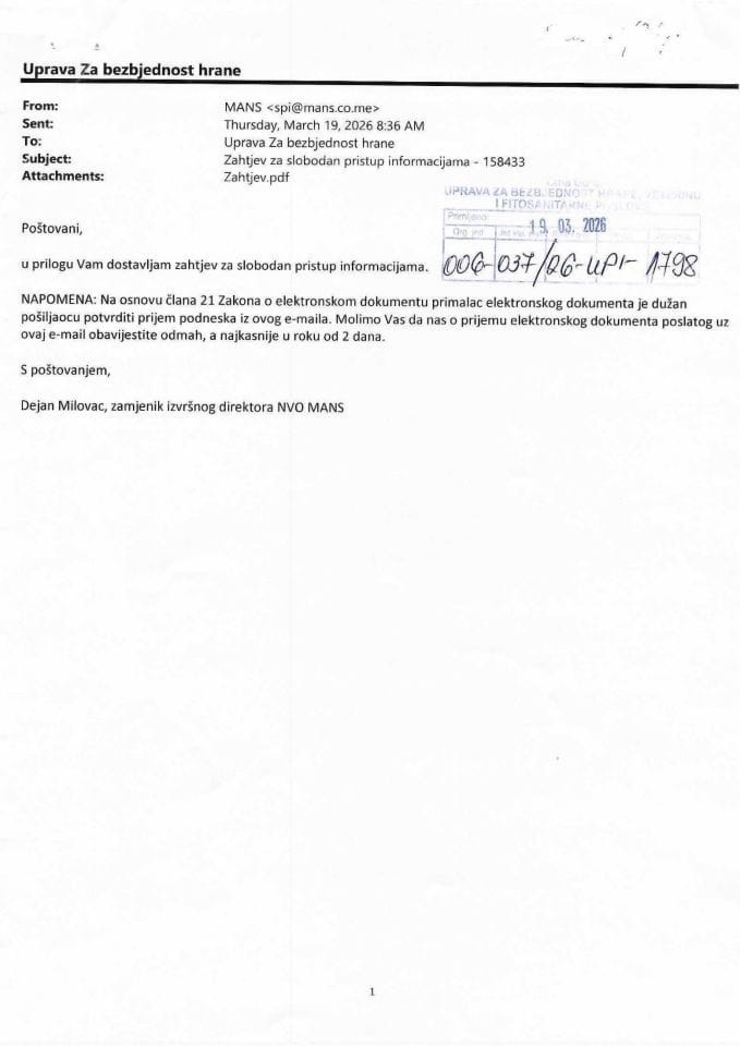 Rješenje 006-037/26-UPI-1798/2 sa informacijom