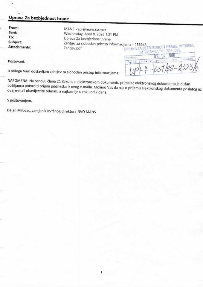 Rješenje UPI-7-037/26-2523/2 sa informacijom