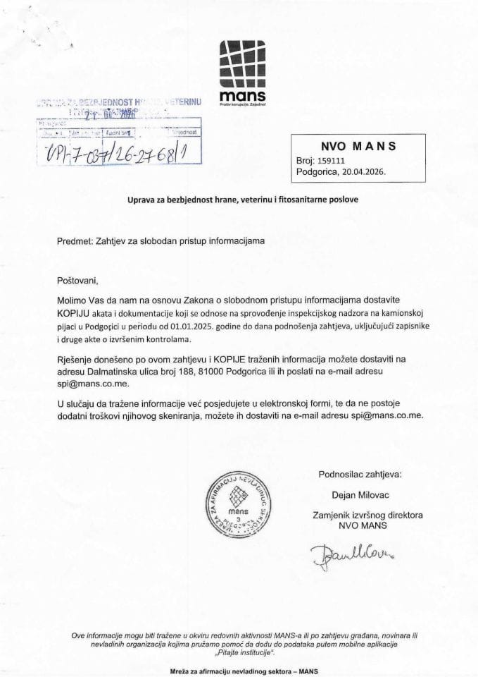 Rješenje UPI-7-037/26-2768/2 sa informacijom