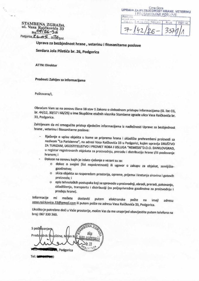 Rješenje 7-42/26-3371/2 sa informacijom
