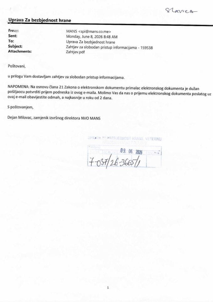 Rješenje UPI-7-037/26-3665/2 sa informacijom