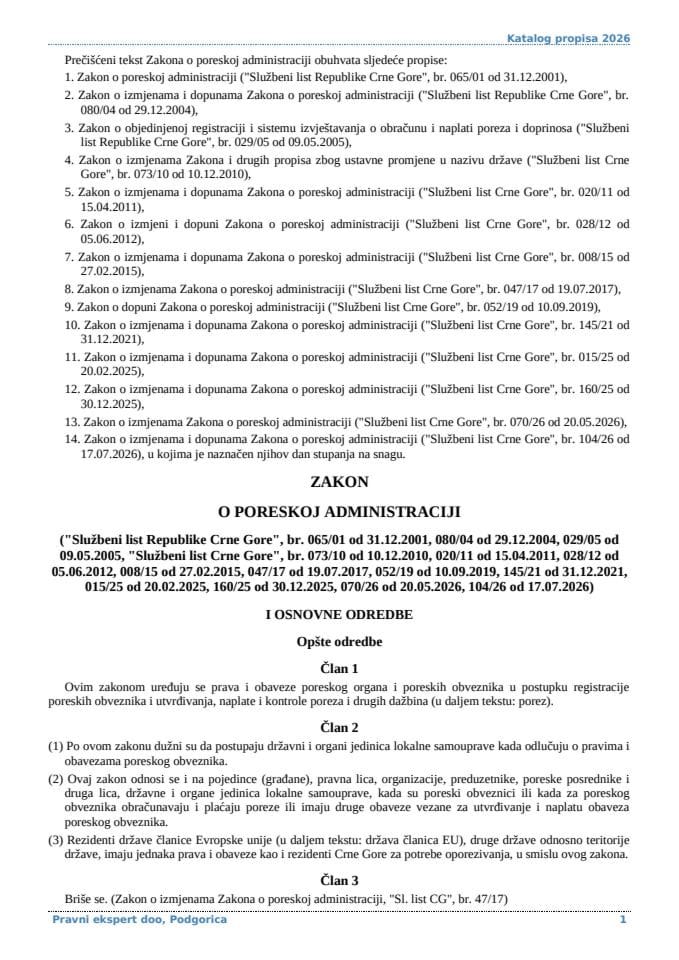 Zakon o poreskoj administraciji 