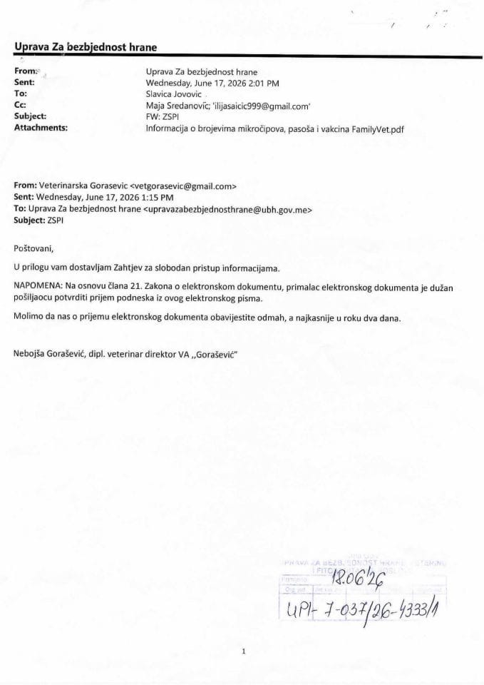 Rješenje UPI-7-037/26-4333/2 sa informacijom