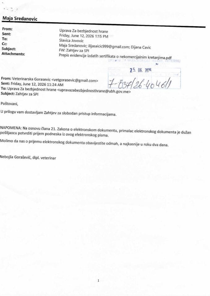Rješenje 7-037/26-4046/2 sa informacijom