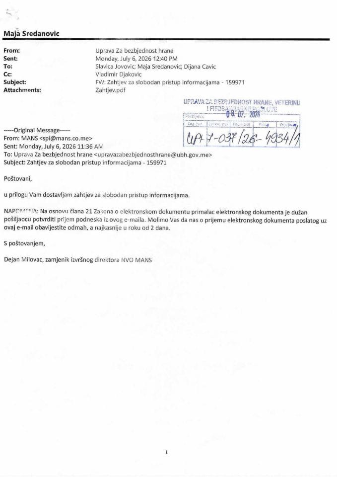 Rješenje UPI-7-037/26-4934/2 sa informacijom