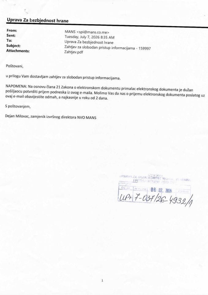 Rješenje UPI-7-037/26-4932/2 sa informacijom