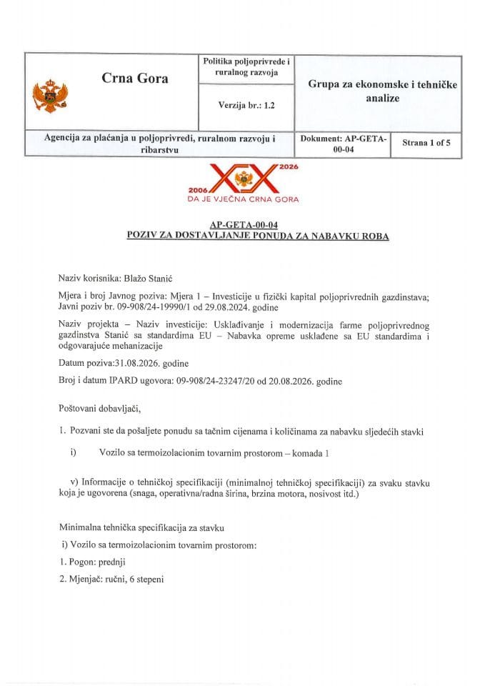 Javni poziv Blazo Stanic vozilo (2)