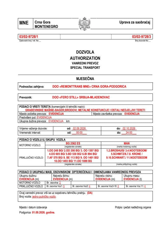 REMONTTRANS MNE 03-02-9728-FERO STILL-sep-mjesečna