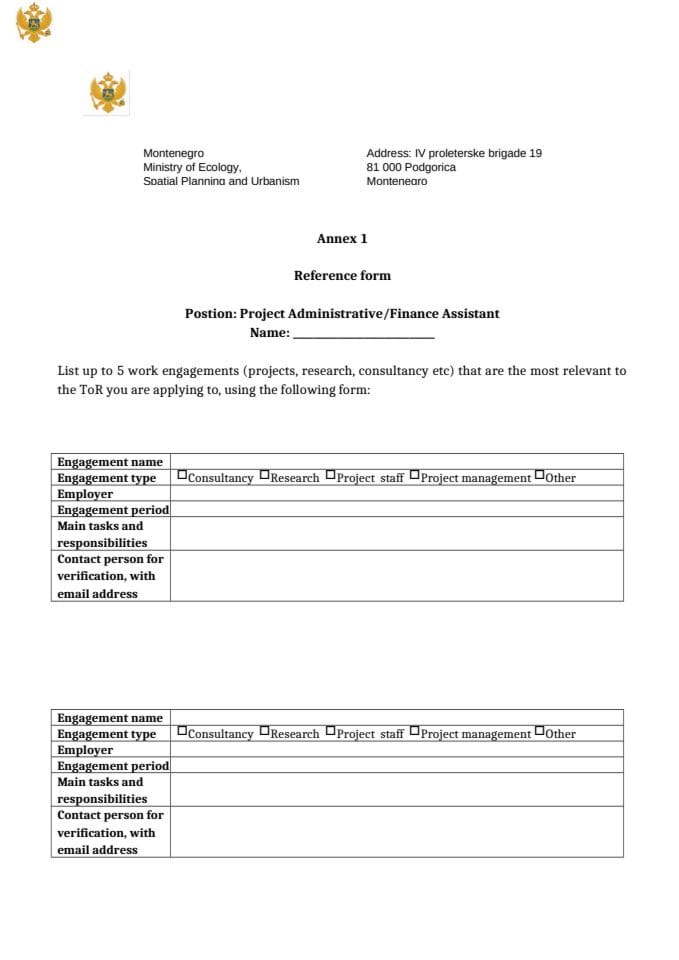 Annex 1 Reference form