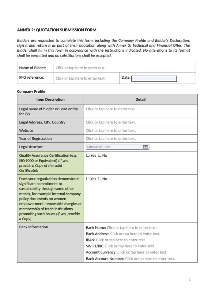 Annex 2 Quotation Submission Form RFQ 1-26