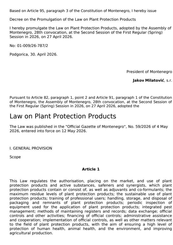 Law on plant protection products